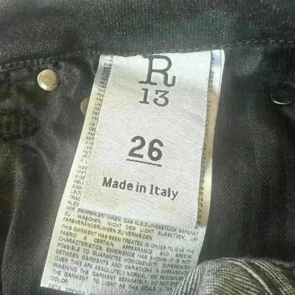 R13 Jeans. Kate Skinny size 26. Excellent Condition.  Made in Italy. Dark Moon. - Picture 5 of 16